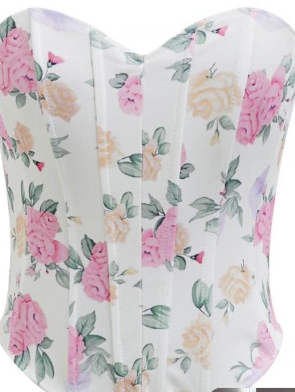 Commense Floral Strapless Corset Top with Pink Roses L NWT - Picture 4 of 5